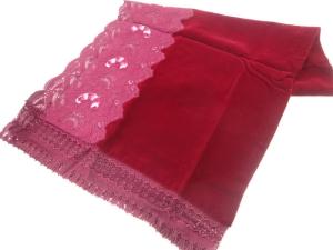 リボン刺繍ビロードレース花模様ショール